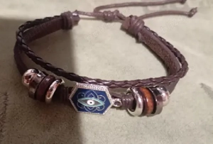 Bratara din piele maro pentru noroc si protectie  - imagine 3