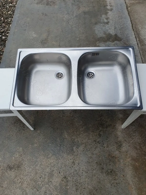 Chiuvetă BLANCO din inox, cuva dubla, stare f. buna +Dozator detergent