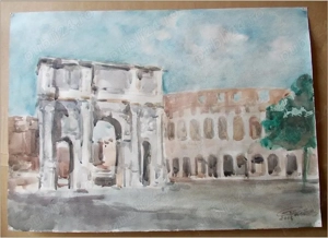 Arcul lui Constantin (Roma) - acuarela semnata (3) - imagine 2
