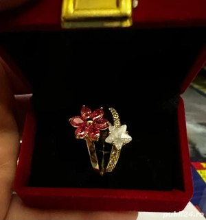 Inel din aliaj de zinc, placat cu aur galben 14K - imagine 3