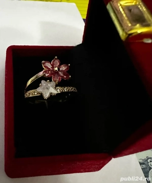 Inel din aliaj de zinc, placat cu aur galben 14K - imagine 4