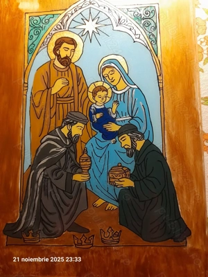 Pictura pe sticla Craciun