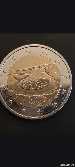 Monedă de 2 euro Saarland D 2025 folosită.