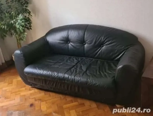 Canapea piele naturală 2 locuri extensibila