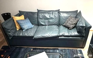 Canapea fixa 3 locuri piele naturala 200x83x84