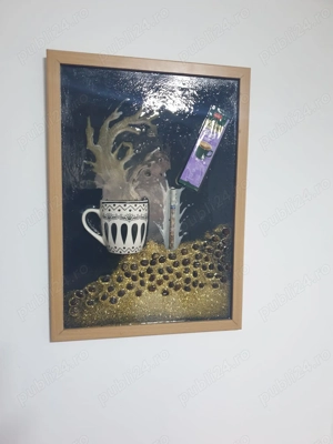 Ritualul Cafelei   Tablou Unicat EpoxiArt