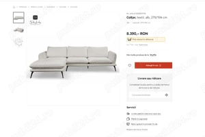 Stylelife Colțar, textil, alb, 279 194 cm