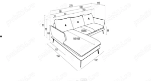 Stylelife Colțar, textil, alb, 279 194 cm - imagine 4