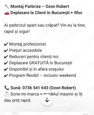 Montaj parbriz serviciu mobil