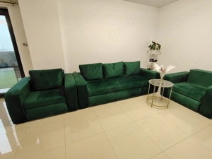 Set canapea+fotolii extensibile +6 scaune