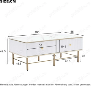 Masă de cafea din furnir de marmură (WF322799AAW) - imagine 3
