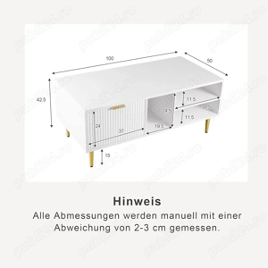 Masă de cafea elegantă, albă, cu ornamente aurii (WF316249WAA) - imagine 2