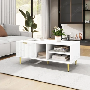 Masă de cafea elegantă, albă, cu ornamente aurii (WF316249WAA) - imagine 3