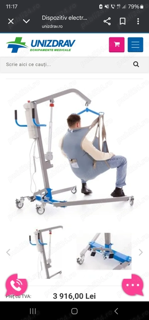 Dispozitiv electric de ridicare pacienți 