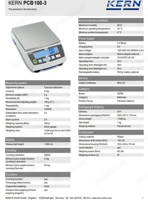 Cantar precizie KERN PCB 100-3   100 G