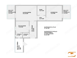 2 camere decomandat Bucovina , 58 mp utili , centrala proprie - imagine 16