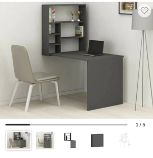 Birou cu raft perete gri antracit