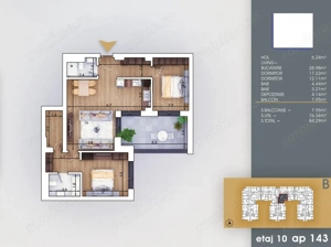  Pallady - 3 camere spatios, Metrou 7  minute, Incalzire in pardoseala - imagine 2