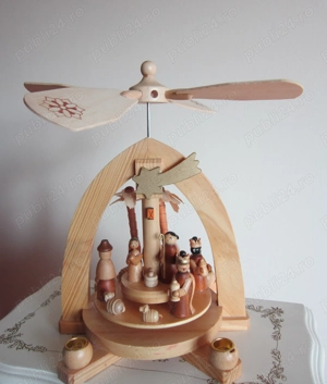 cadou rar Craciun Erzgebirge carusel Scena Nasterii Germania 1980