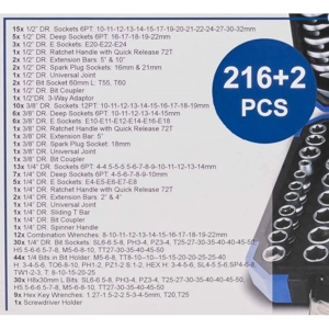 Trusa scule 216 piese 38841.Trusa chei 216 piese Germania.Trusa tubulare 216 pcs NOI!sigilate! - imagine 5