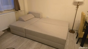 Coltar living extensibil pe dreapta, cu lada, crem, 210 x 135