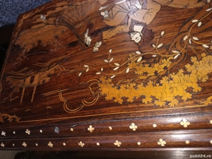 Cufăr vechi din lemn de trandafir cu intarsii - imagine 4