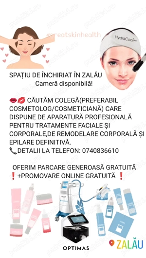 Spațiu de închiriat în Zalău.Cameră cu lumină naturală+climă,disponibilă în salon de înfrumusețare.