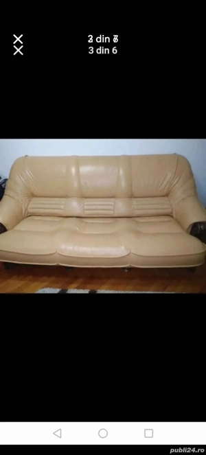 vand canapea 3 locuri 2 fotolii intrtinut culoare bej 