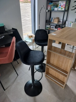 Set 2 scaune de bar, negru, catifea