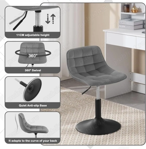 Scaun modern, reglabil pe înălțime,catifea, gri deschis