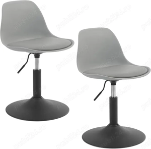Set de 2 scaune reglabile,PU,   gri, șezut 39,5-50,5 cm înălțime