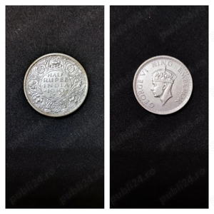 Moneda argint Half Rupee, INDIA, 1940