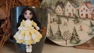 Cadou Craciun pentru fetite, sotie iubita cana papusa handmade