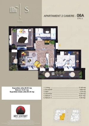 2 Camere Zona Linistita -acces rapid STB-5 Min - imagine 4