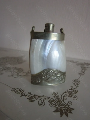 cadou rar Antic Victorian Mother of pearl Sticlă parfum handmade 1920 - imagine 2