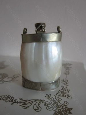 cadou rar Antic Victorian Mother of pearl Sticlă parfum handmade 1920 - imagine 5