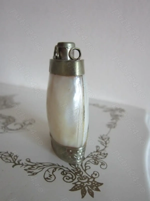 cadou rar Antic Victorian Mother of pearl Sticlă parfum handmade 1920 - imagine 4