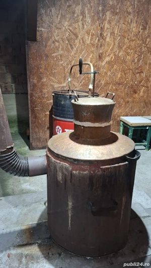 Cazan rachiu cupru 60 litri cu sobă și răcitor