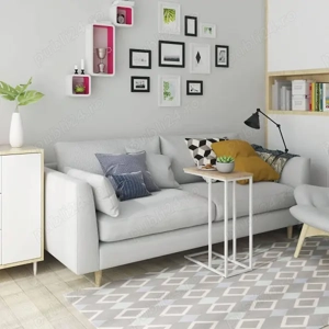 Masuta laterala, masuta de cafea, noptiera, cadru din metal,  blat din lemn. - imagine 4