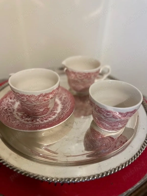 Trio portelan englezesc vintage roz -stare impecabila
