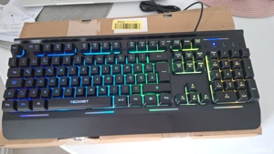 Tastatură Gaming RGB Membrană 105 Taste Panou Metalic Complet   Dispunere Germană