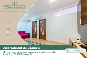 Apartament 2 camere cu centrala proprie, zona UTA, Arad