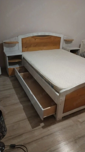 Pat si noptiere din lemn masiv - imagine 2