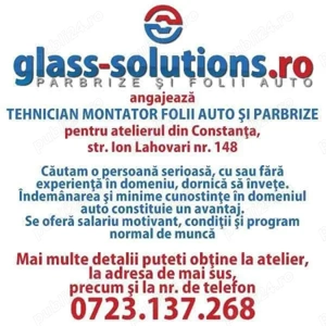 Tehnician montator folii si parbrize.