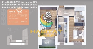 Auchan Titan-Liviu Rebreanu-2 camere, decomandat, 56 mp - imagine 3