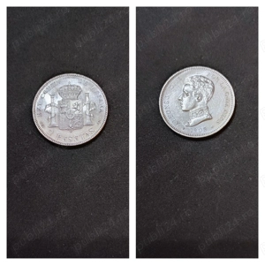 Moneda argint 2 Pesetas, SPANIA, 1905