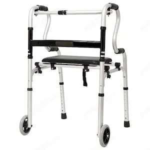 Cadru mers pliabil, curbat, cu ROȚI si sezut, ajustabil  dizabilități 