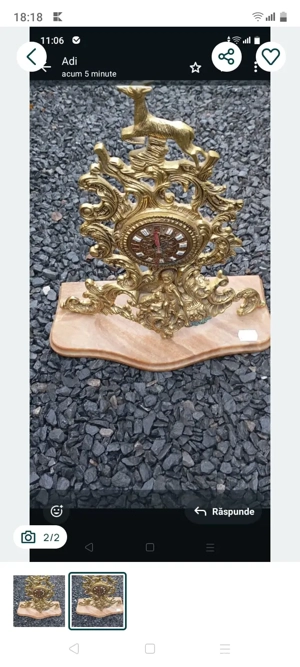 ceas șemineu  de bronz 