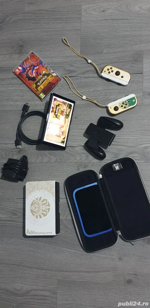 Nintendo Switch OLED   Ediția Zelda + Pokémon Scarlet (Stare Excelentă!) - imagine 3