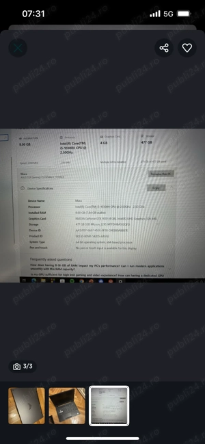  Vand laptop ASUS Tuf Gaming FX506L - imagine 3
